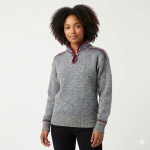 Alps wool sweater womens heritage knit mock neck pullover medium